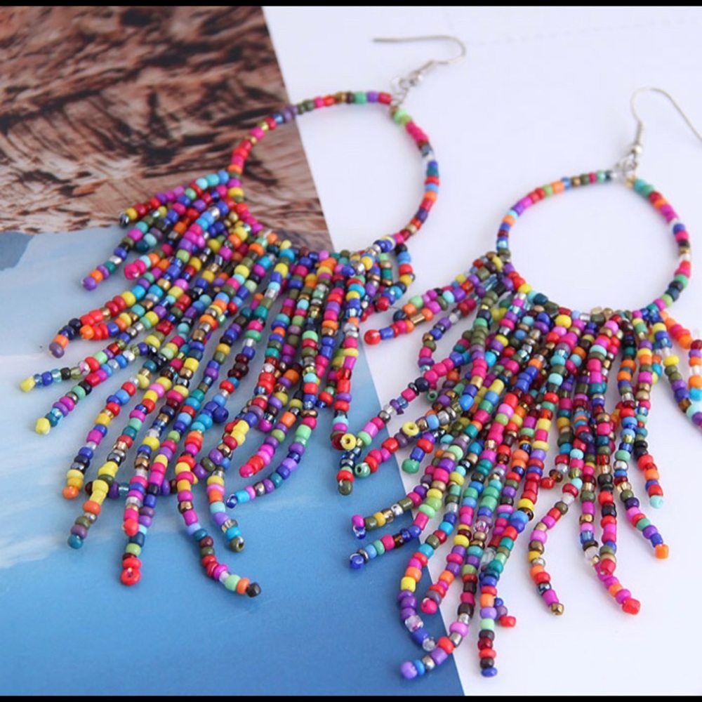 Multi color beaded drop